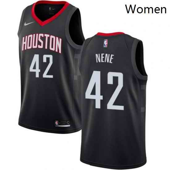 Womens Nike Houston Rockets 42 Nene Swingman Black Alternate NBA Jersey Statement Edition